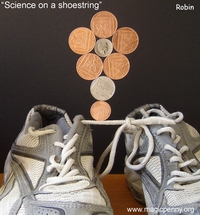 robin linhope willson:science on a shoe string, magnetic UK coins 1p 2p 5p 10p 
